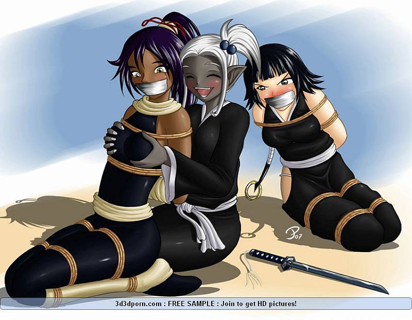These lesbian toon chicks prefer hot bondage and gagging games. BDSM  content - 6 pics.